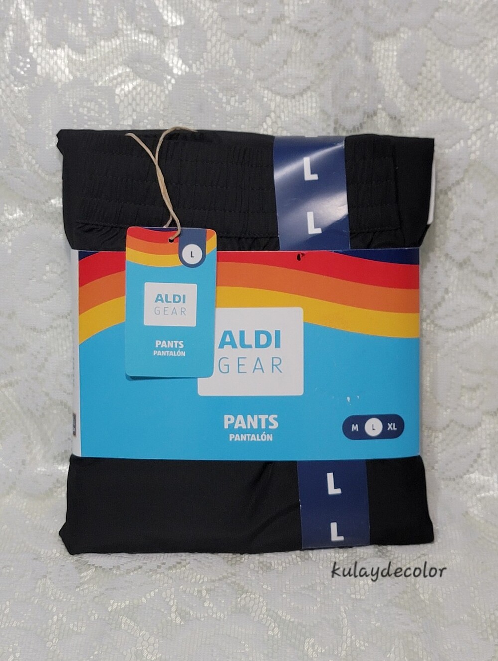 ALDI GEAR L Men Black Jogger Pants Elastic Waistband Athletic Lounge Sweatpants